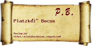Platzkó Becse névjegykártya